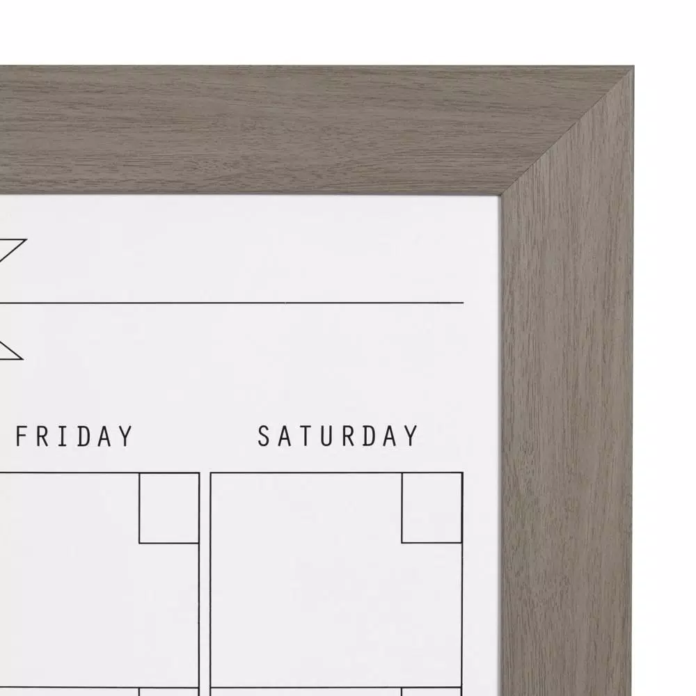 DesignOvation Beatrice Monthly Dry Erase Calendar Memo Board with Woodgrain Frame