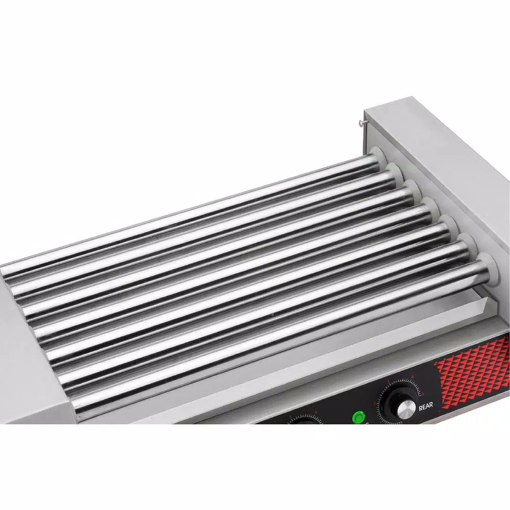 Great Northern Popcorn Commercial 1400W 18-Hot Dog 7-Roller Grilling Machine with Cover