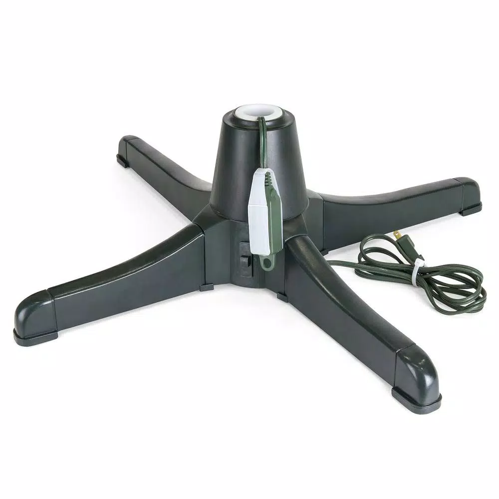 Best Choice Products Rotating Artificial Christmas Tree Stand for Trees up to 7.5 ft, 80 lbs Capacity, 3 Built-in Outlets, Black
