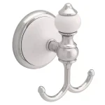 Delta Alexandria Double Towel Hook - Chrome and White thumbnail 1