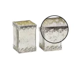 LITTON LANE White Cuboid Glass Candle Holders with Silver Ornate Details, Set of 2 thumbnail 3