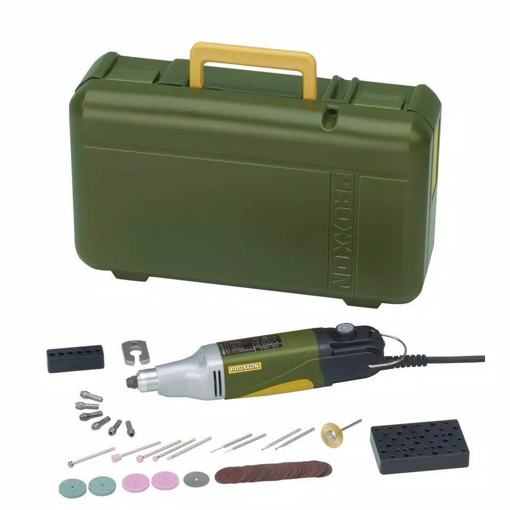 Proxxon Professional Rotary Tool IBS/E with 34 Assorted Bits and Cutters, Variable Speed 5,000-20,000 rpm