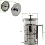 Ovente 3-Cup Silver Borosilicate Glass French Press Coffee and Tea Maker with Stainless Steel Shell thumbnail 7