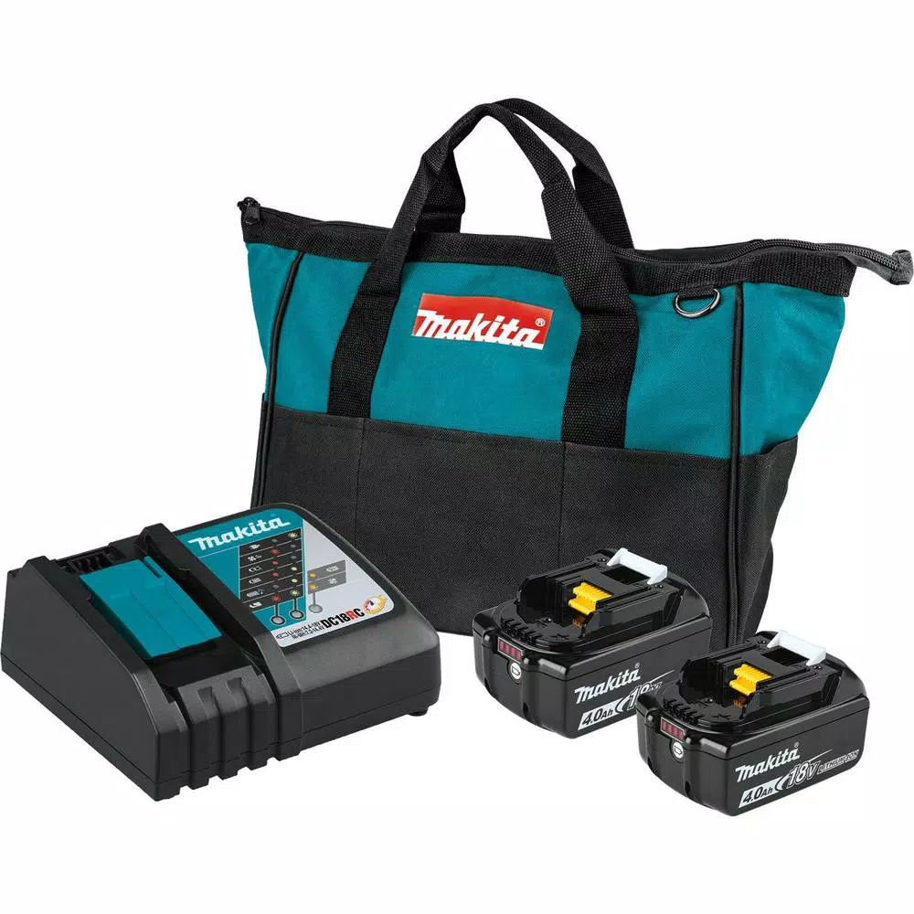 Makita 18V LXT Lithium-Ion 4.0 Ah Battery and Rapid Optimum Charger Starter Pack with Bonus Handheld Vacuum
