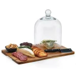 Libbey Acaciawood 5-Piece Cheese Board Serving Set with Glass Dome and Ceramic Bowls thumbnail 3