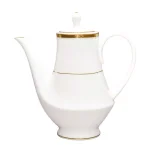 Noritake Charlotta Gold White Porcelain 49 oz. Coffee Server with Lid thumbnail 1