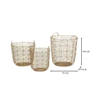 Home Decorators Collection Round Gold Metal Wire Decorative Basket Set, 3-Piece Mid-Century Modern Decor thumbnail 2