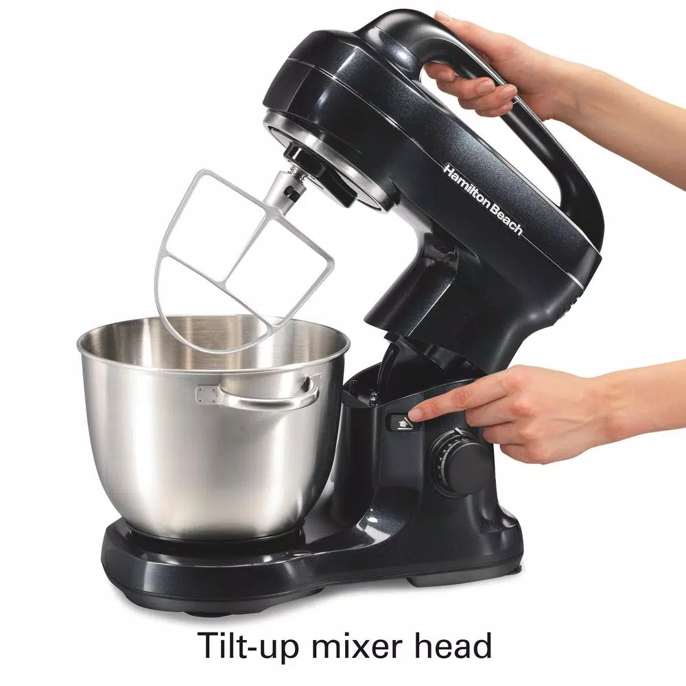 Hamilton Beach 4 Qt. 7-Speed Stand Mixer with Stainless Steel Bowl, Black