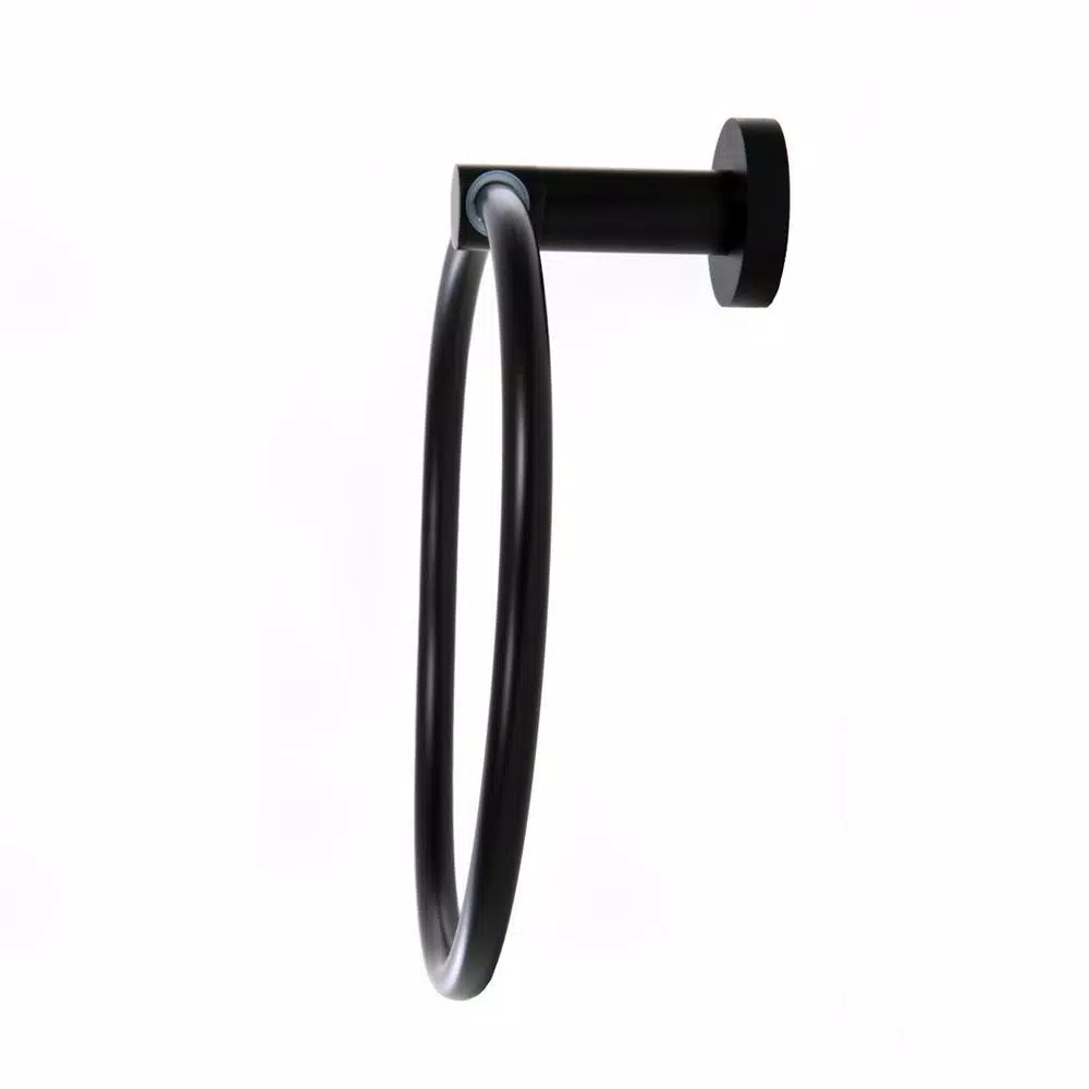 Italia Florence Wall Mounted Hand Towel Ring - Matte Black