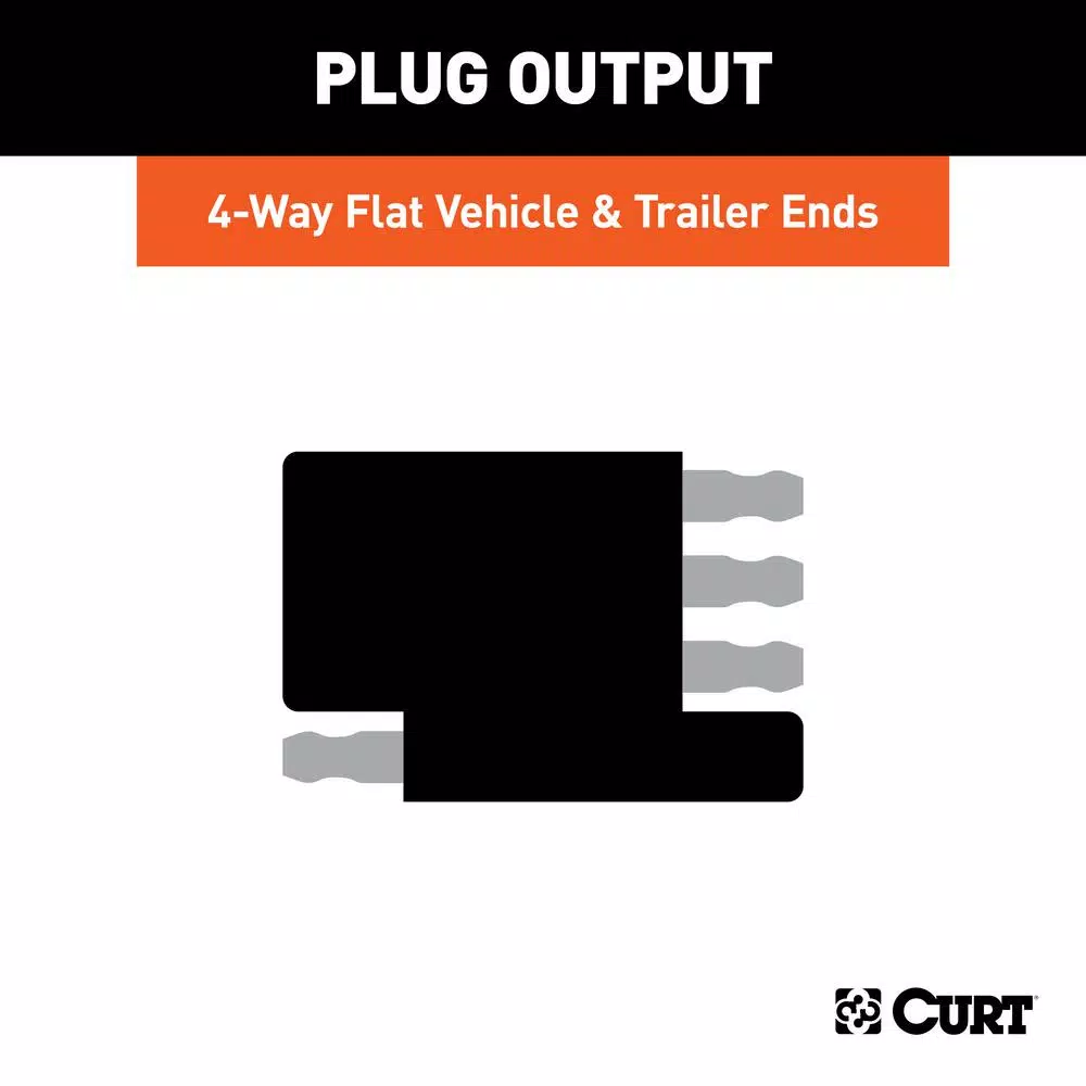 CURT 4-Way Flat License Plate Light Plug Adapter