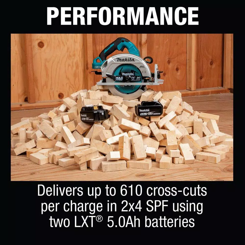 Makita 18V X2 LXT (36V) Brushless 7-1/4 in. Circular Saw Kit with 4x 5.0Ah Batteries and Charger