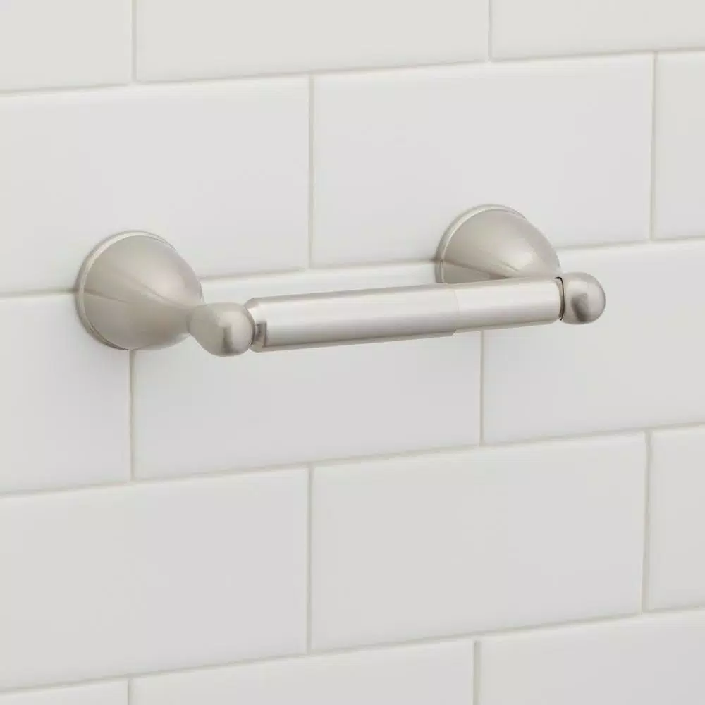 Glacier Bay Builders Double Post Toilet Paper Holder, Brushed Nickel