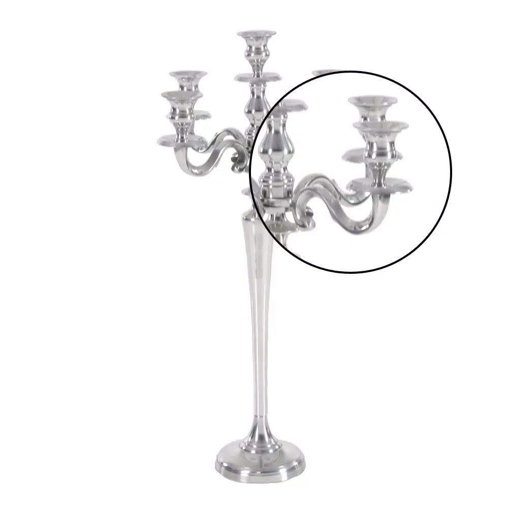 LITTON LANE 24 in. Classic Polished Aluminum Five Light Candelabra with Scrollwork Detail