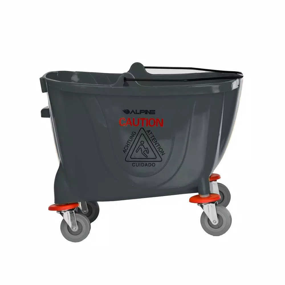Alpine Industries 36 Qt. Mop Bucket with Side Press Wringer, Gray