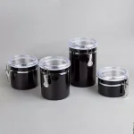 Creative Home 4-Piece Black Stainless Steel Canister Set with Airtight Locking Clamp Lids thumbnail 5
