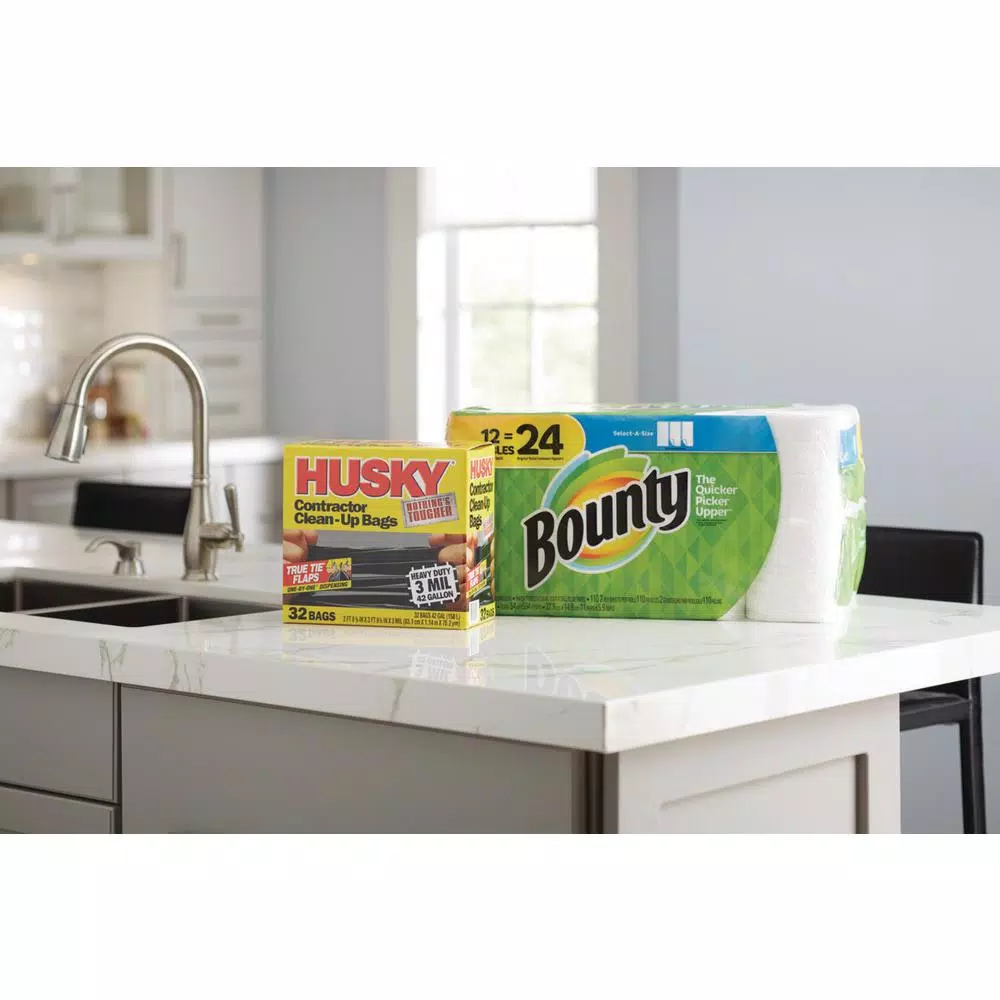 HUSKY 42 Gal. Heavy Duty Clean-Up Trash Bags, 3 mil Thickness, 32-Count Case