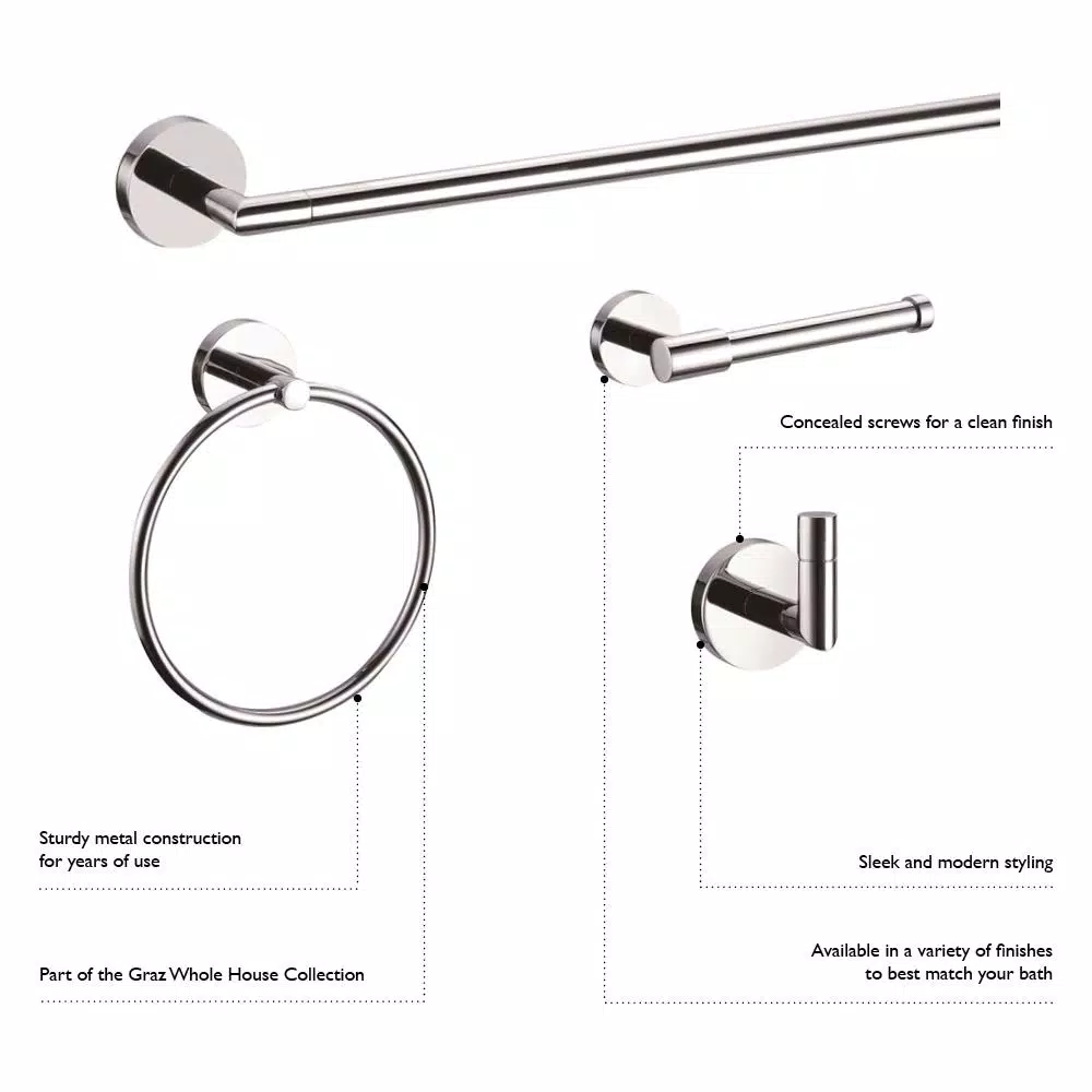 Design House Graz 4-Piece Bathroom Hardware Accessory Kit, Satin Nickel