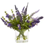 Nearly Natural 16 in. Lavender Wreath and 12 in. Lavender Arrangement Set of 2 thumbnail 2