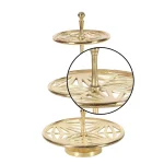 LITTON LANE Modern Reflections 3-Tier Gold Aluminum Tray Stand with Geometric Cut-Outs, 12 x 21 in. thumbnail 3