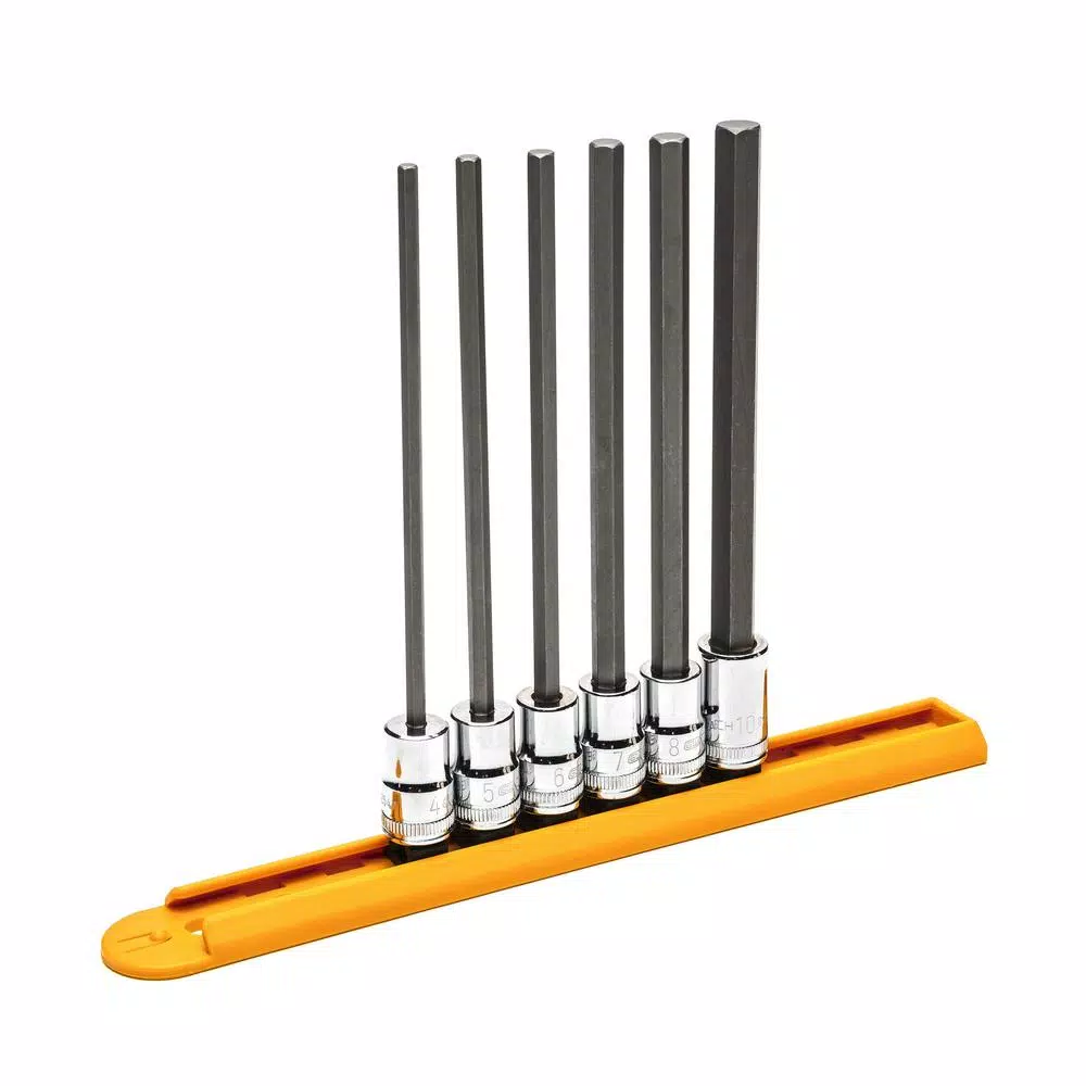 GearWrench 3/8 in. Drive Metric Long Length Hex Bit Socket Set, 6-Piece