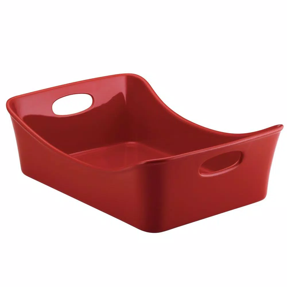 Rachael Ray Lasagna Lover 9 x 13 in. Porcelain Casserole Dish, Cranberry Red