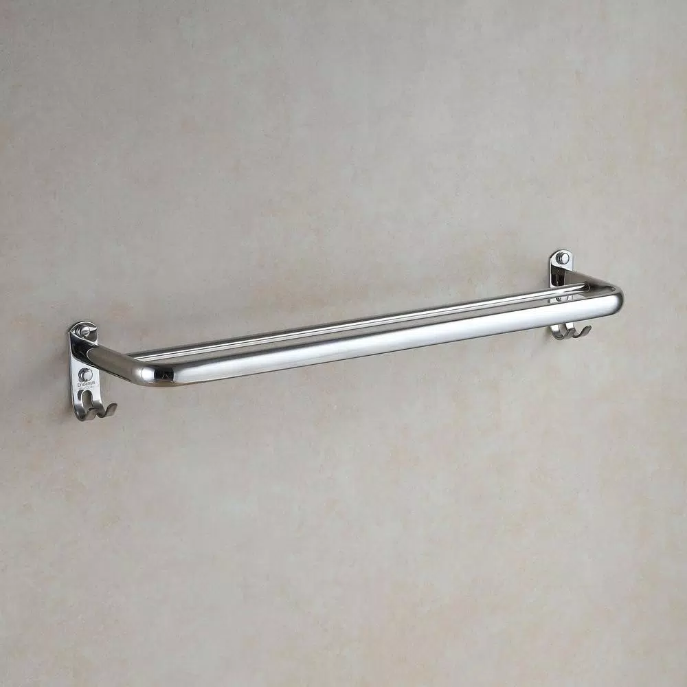 Unbranded 23.5 in. Stainless Steel Towel Rail with 2 Hooks, Chrome Polished Bathroom Towel Rack