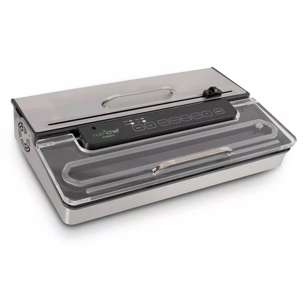 NutriChef Kitchen Pro Stainless Steel Food Vacuum Sealer System with Vacuum Bags and Roll