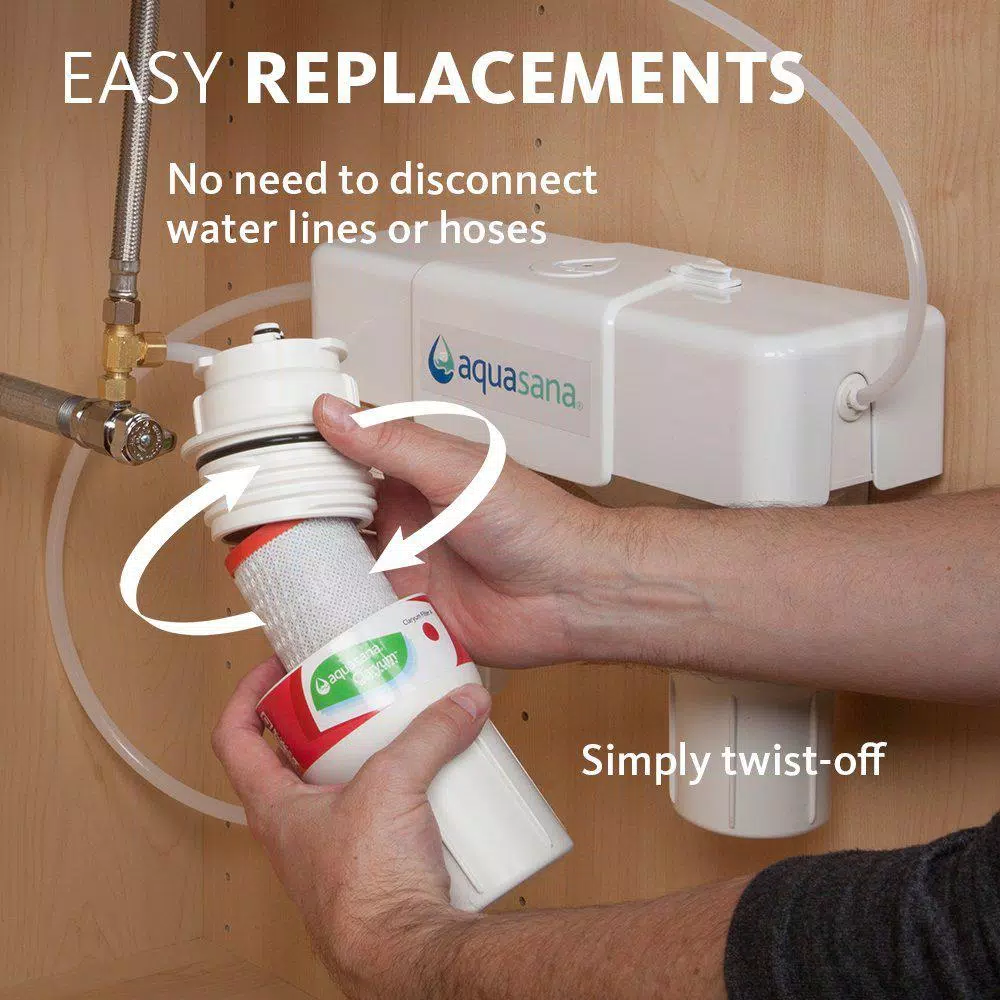 Aquasana 3-Stage Under Counter Water Filtration System with Brushed Nickel Faucet