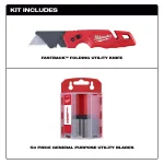 Milwaukee FASTBACK Folding Utility Knife Set with Blade Storage and 50-Pack General Purpose Blades thumbnail 2