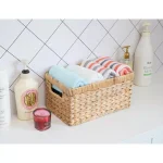 Vintiquewise Natural Water Hyacinth Rectangular Storage Bin Basket with Cutout Handles thumbnail 2