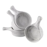 Over and Back 6 oz. Marble Grey Porcelain Handled Serving Bowls, Set of 4 thumbnail 2