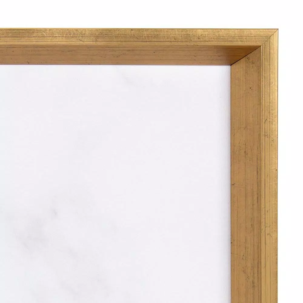 Kate and Laurel Calter Gold Marble Magnetic Memo Board - Carrara Marble Patterned Wall Organizer with Gold Frame