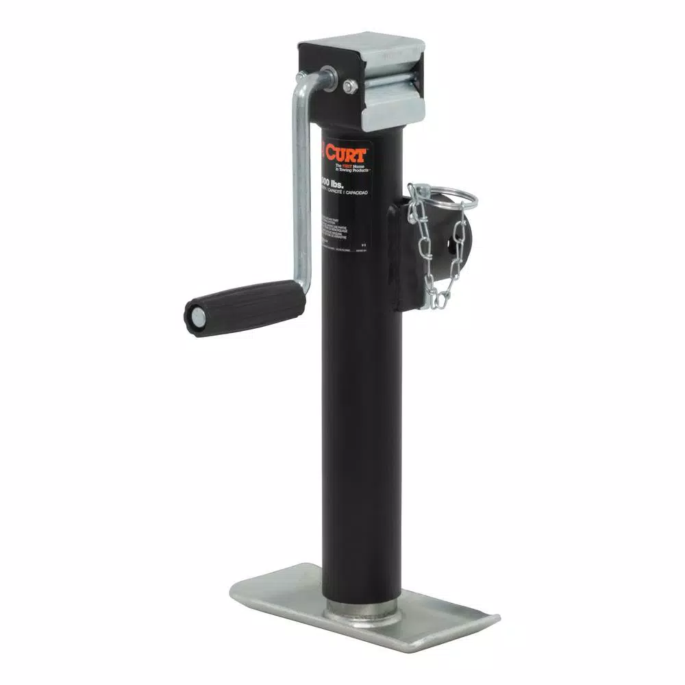 CURT Pipe-Mount Swivel Trailer Jack with Side Handle, 2,000 lbs. Capacity, 10 in. Travel