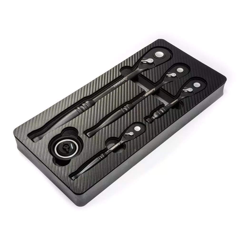 Husky 5-Piece 100-Position Ratchet Set with Gimbal Ratchet, 1/4 in., 3/8 in., and 1/2 in. Drives