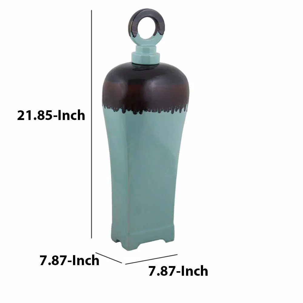 Benjara Blue Ceramic Kitchen Canister Jar with Lid