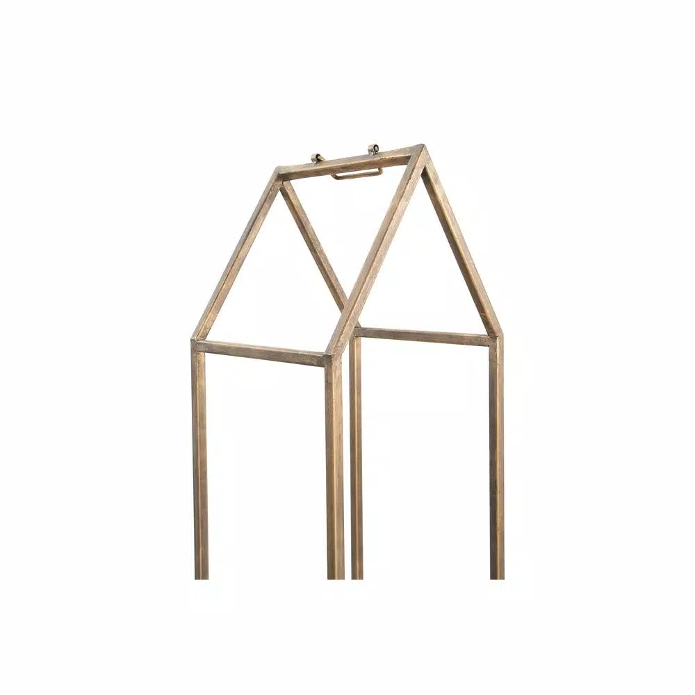 3R Studios Modern Gold House Shaped Metal Firewood Holder - Tall Vertical Wood Storage Rack