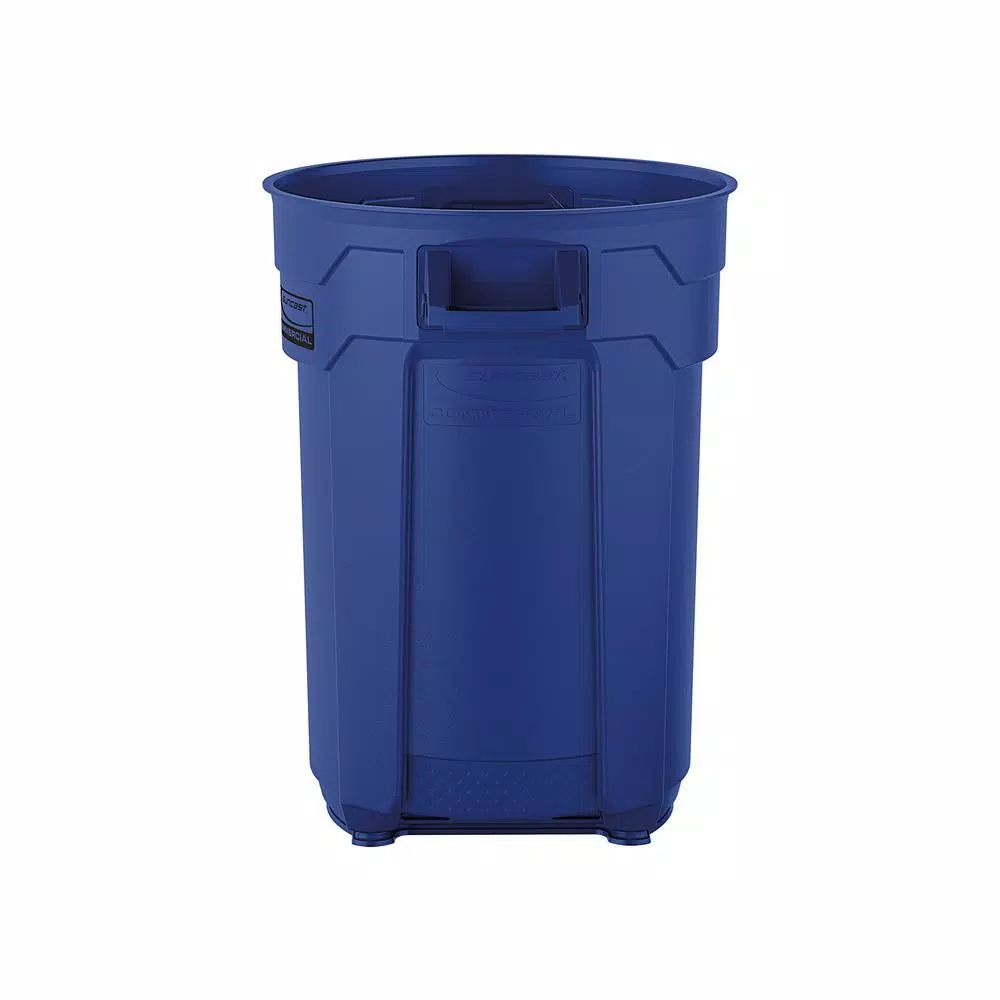 Suncast Commercial Suncast 44 Gallon Commercial Heavy Duty Resin Trash Can, Blue