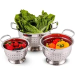 Ovente 3-Piece Stainless Steel Colander Set - 1.5qt, 3qt, 5qt - Dishwasher Safe thumbnail 1