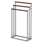 Kings Brand Furniture Chrome and Wood Modern Freestanding 3-Tier Towel Rack thumbnail 3