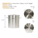 Gas One 32 Qt. Stainless Steel Stock Pot with Lid, Heavy-Duty 1.0 mm Thickness thumbnail 2