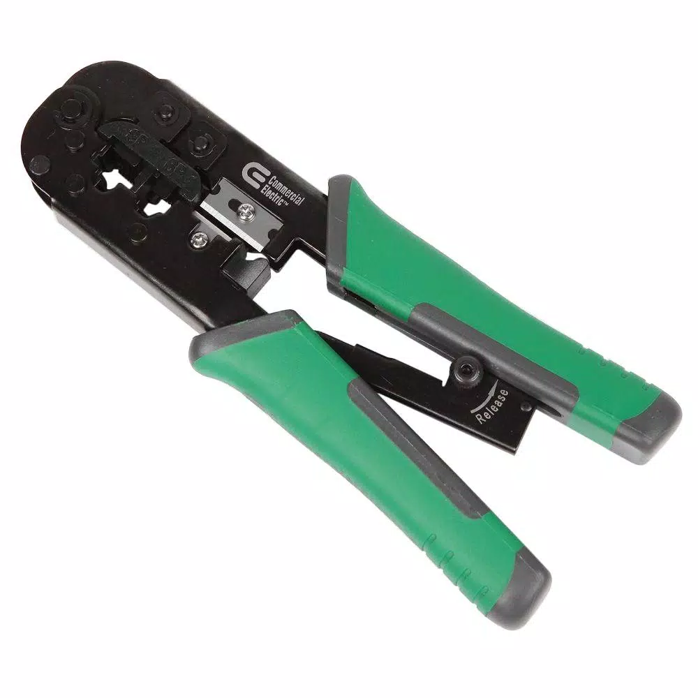 Commercial Electric Ratchet Modular Plug Crimper and Impact Punch Down Tool Set