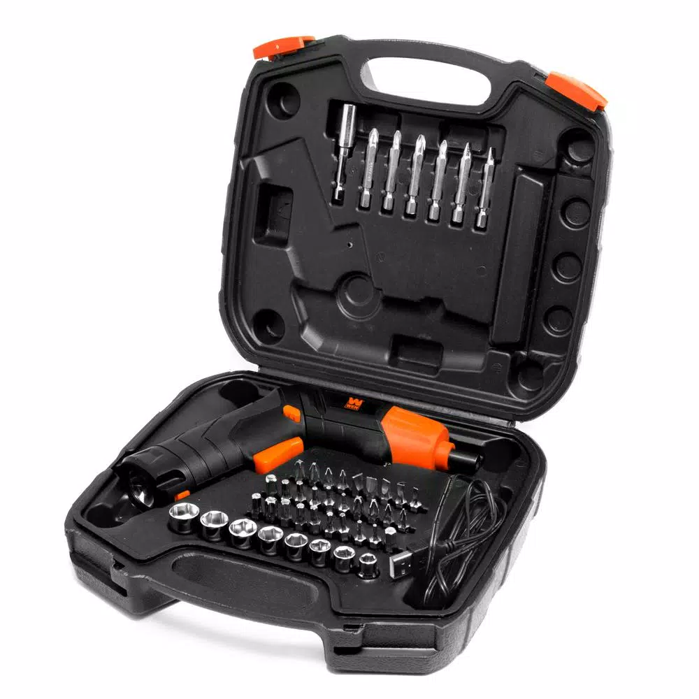 WEN 4V Max Lithium Ion Cordless Electric Screwdriver and Flashlight Kit with 40+ Accessories and Carrying Case