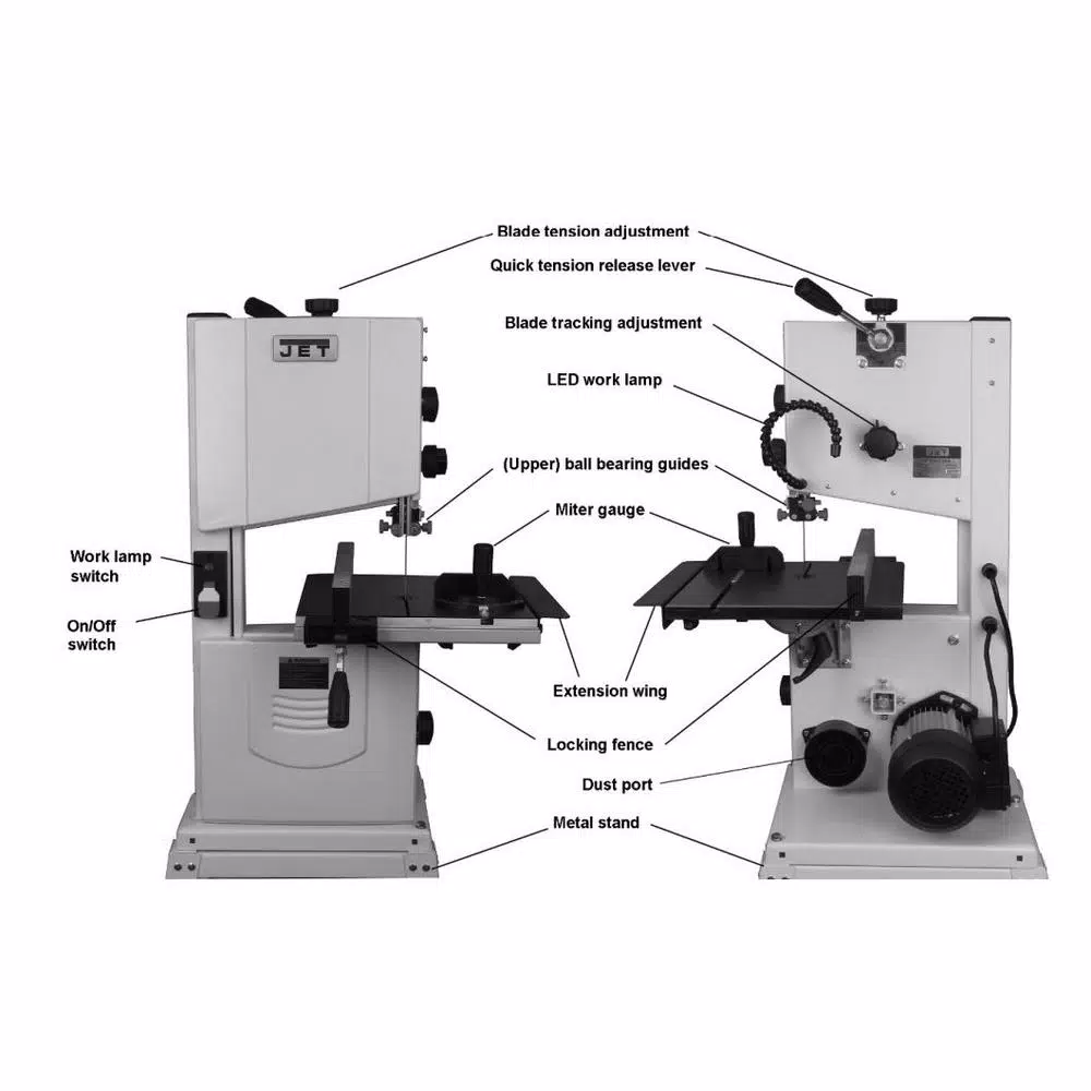 Jet 10 in. Vertical Band Saw with Cast Iron Tilting Table and Steel Stand
