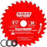 Diablo Steel Demon 5-1/2 in. 30-Teeth Metal Cutting Carbide Saw Blade with Bushings thumbnail 1