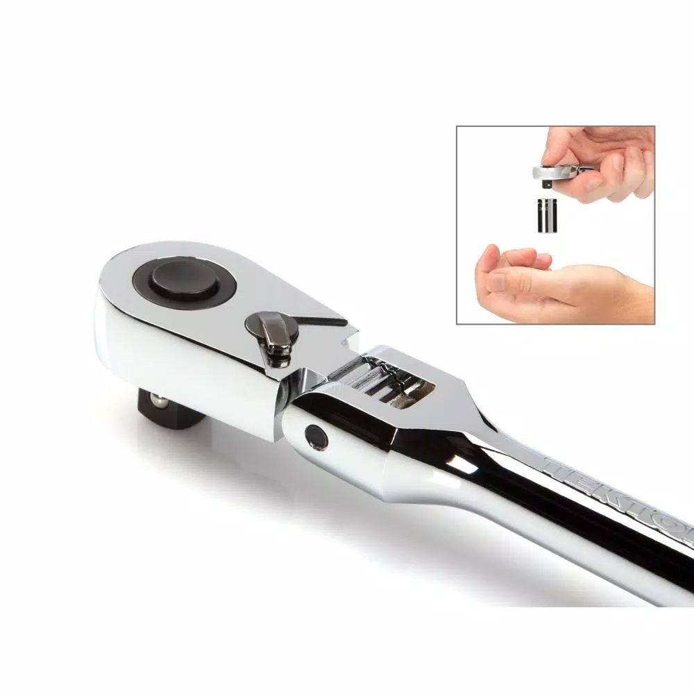 TEKTON 1/2 in. Drive 10-1/2 in. Flex Quick-Release Ratchet, 90-Tooth Ultra-Compact Head