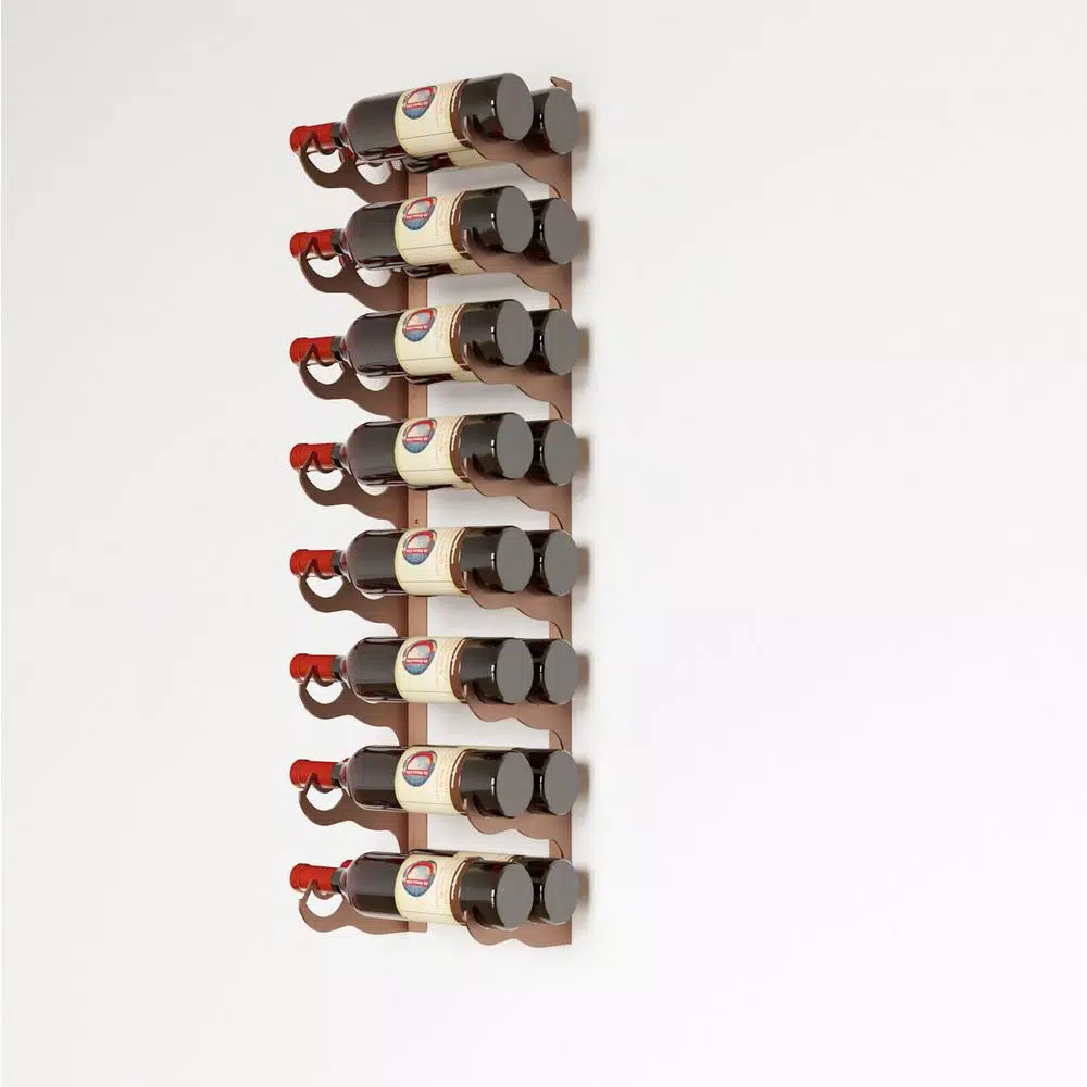 DI PRIMA USA Eagle Edition 16 Bottle Wall Mounted Wine Rack - Double Row, Brown