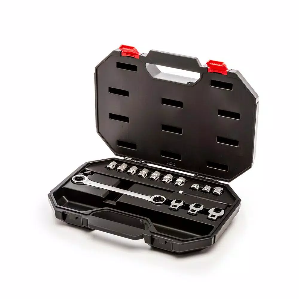 Husky 15-Piece Serpentine Belt Tool Set with 3/8 in. Drive Ratchet and Sockets