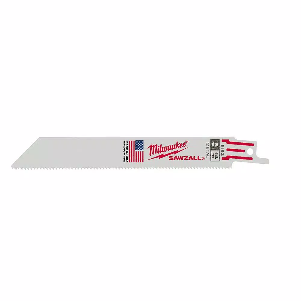 Milwaukee 6 in. 14 TPI Metal Cutting Reciprocating Saw Blades, 5-Pack