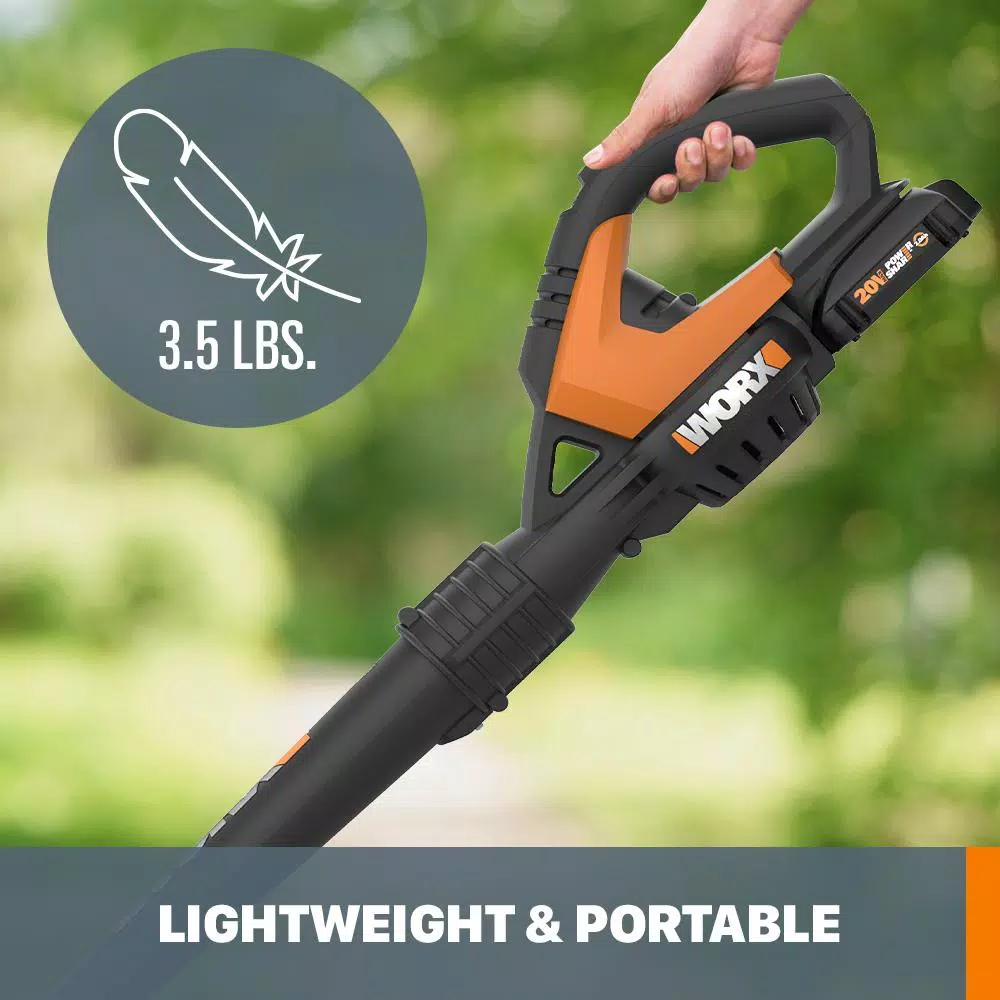 Worx 20V Cordless Leaf Blower & Sweeper Kit with 8 Attachments, 120 MPH, 80 CFM, 2 Ah Battery & Charger Included
