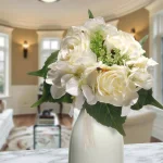 National Tree Company 12.2 in. Mixed Cream Rose and Hydrangea Silk Flower Bouquet thumbnail 4